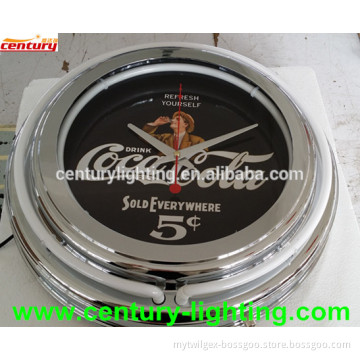 custom neon clock with chromed shell